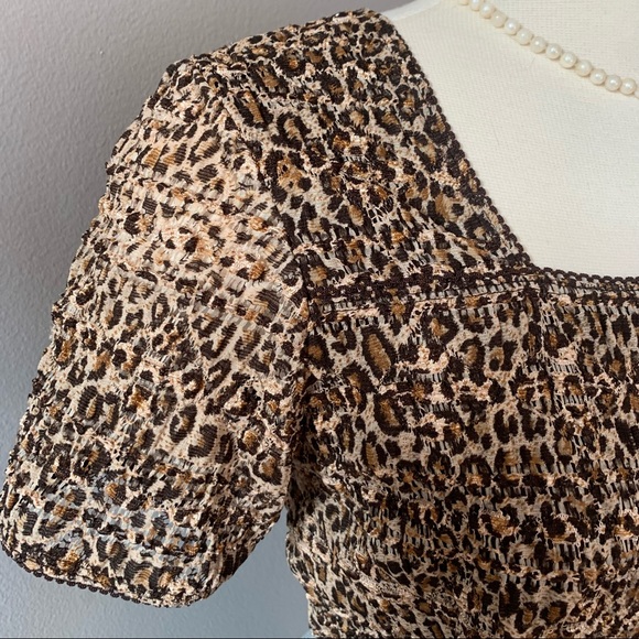 Vintage East 5th Y2K Leopard Print Textured Blouse Top Size L - Picture 4 of 10